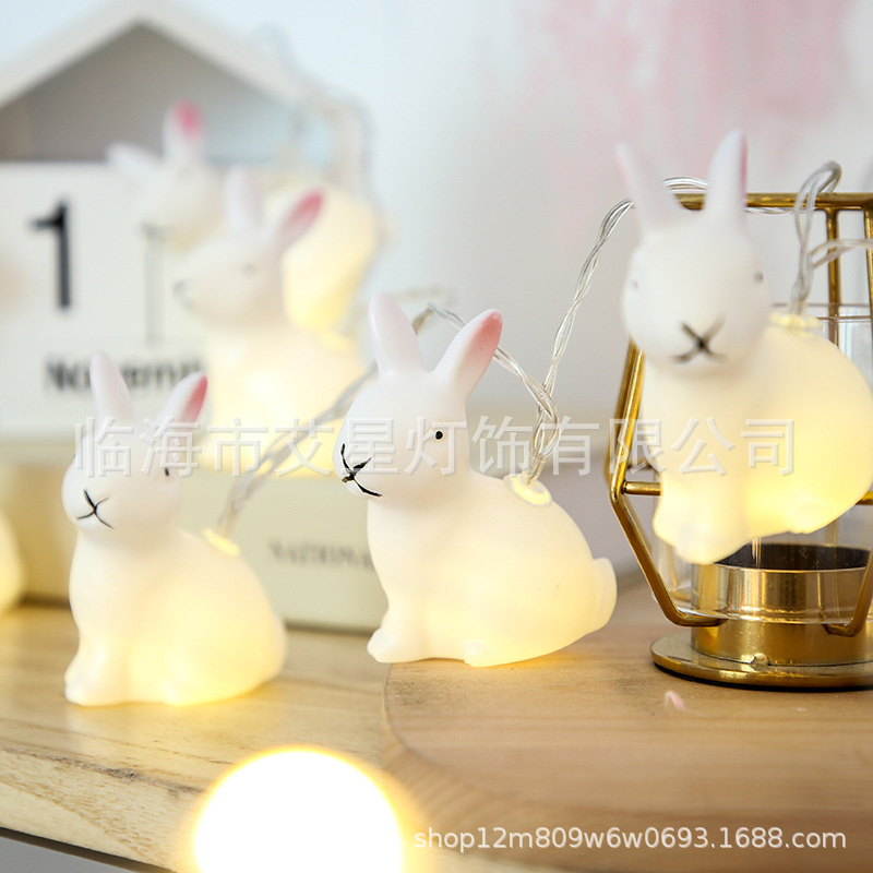 跨境LED小兔子灯串复活节彩蛋儿童室内创意布置ins网红装饰小彩灯