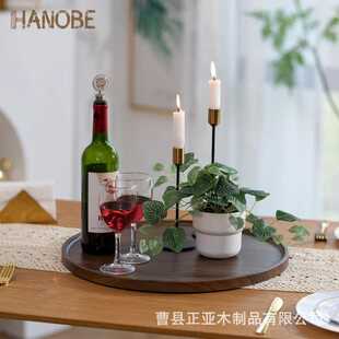 黑胡桃质托盘厨房家用水果摆盘子创意餐具多功能托盘茶杯盘 日式