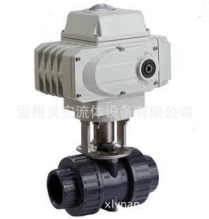 DN15电动塑料球阀 Q961F电动由令塑料911螺口PVC胶粘防腐PVDF球阀