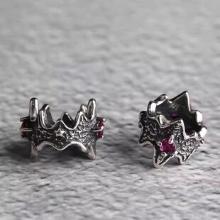 S925纯银荆棘王冠卡环卡扣复古做旧工艺镶钻夜王皇冠隔片垫片配件