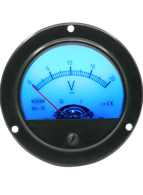 供应 指针式直流电压表BO-52 DC20V蓝色背光表 电压12V