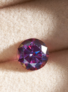 进口电镀彩色深紫色莫桑石裸石VVS净度彩色1/2/3克拉彩色莫桑石