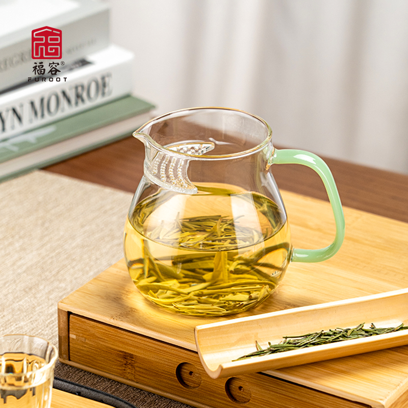 福容公道杯月牙过滤加厚高硼硅耐热玻璃茶海加大号分茶器功夫茶具