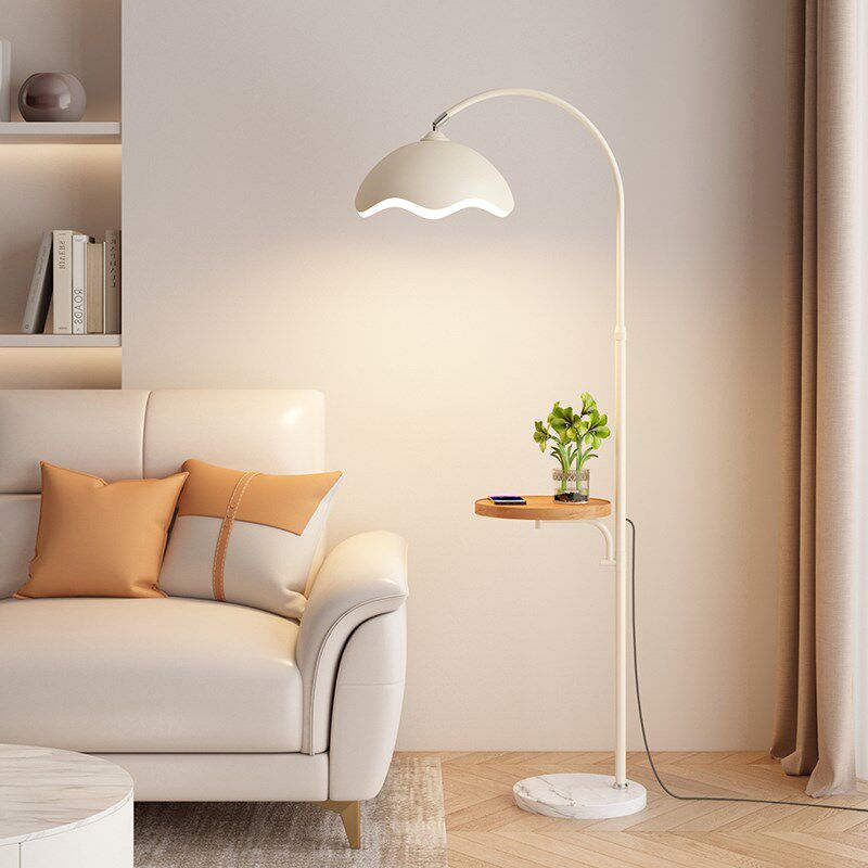 奶油风钓鱼灯落地灯客厅沙发边几置物高级感蛋壳氛围卧室床头台灯