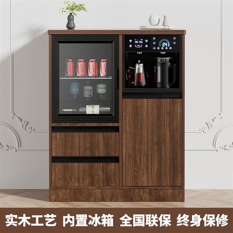 新款家用实木茶吧机一体式客厅饮水机茶水酒柜冰箱冷藏消毒餐边柜