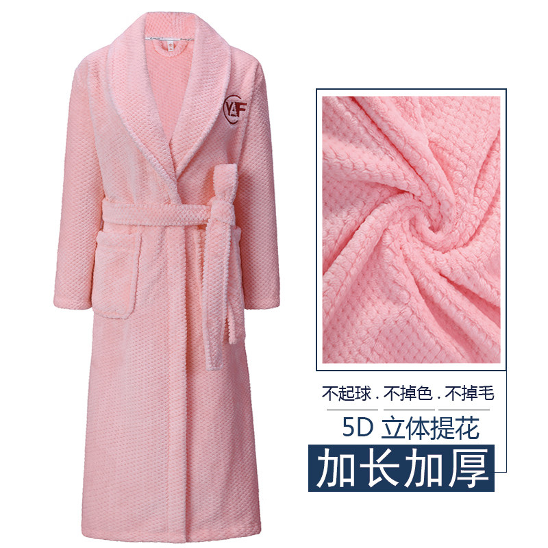 冬季情侣睡袍加长加厚法兰绒浴袍女晨袍洗澡外披男士睡衣珊瑚绒