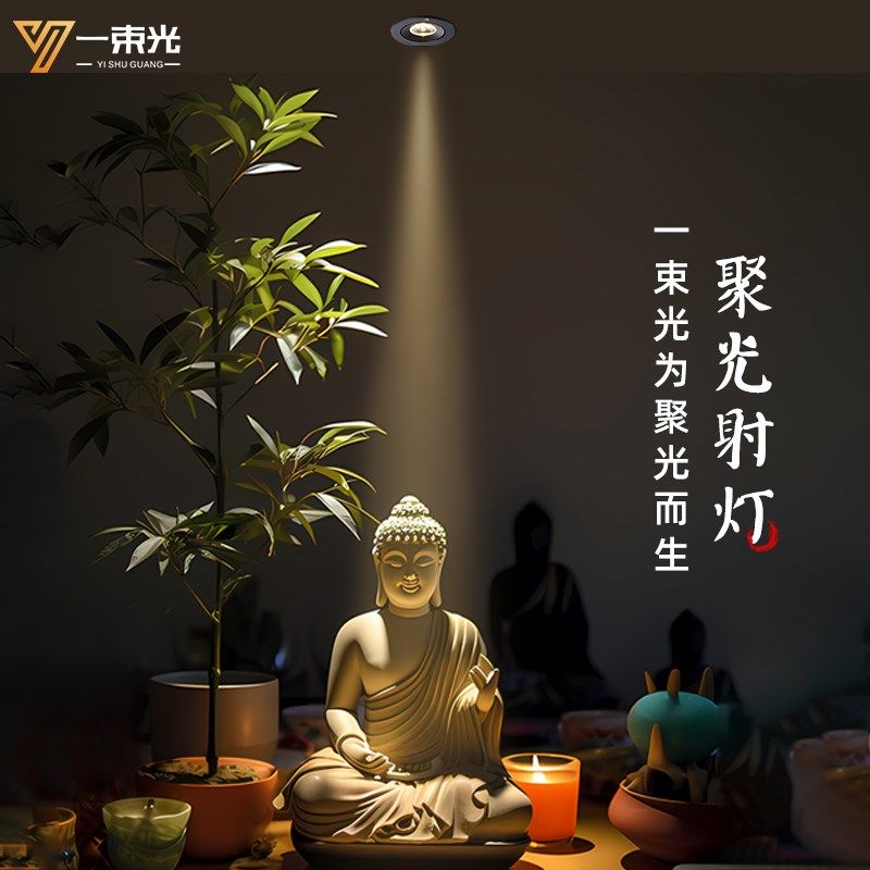 一束光聚光射灯内嵌式开放格书柜衣柜酒柜神台摆件开孔35/45/55mm
