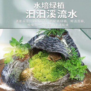 高水位乌龟晒台爬台石头生态龟缸造景躲避屋休息平台过滤晒背浮岛