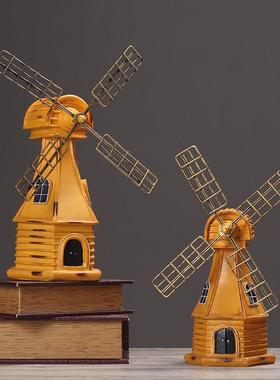 美式复古荷兰风车工艺摆件酒吧咖啡客厅店铺装饰品创意摆设礼品
