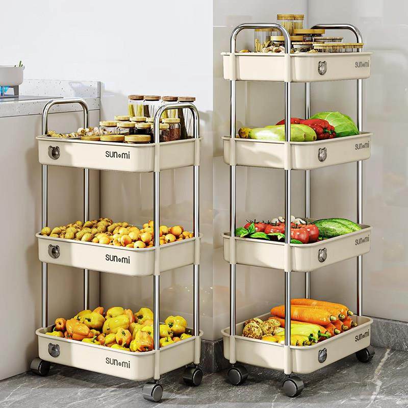 厨房不锈钢菜篮子置物架落地多层收纳架放果蔬调味料多功能小推车,厨房/烹饪用具,厨房置物架/置物柜/角架,淘宝优惠券,粉丝福利购,淘宝优惠卷