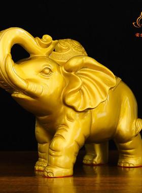 铜象摆件一对纯黄铜吸水大象客厅酒柜乔迁办公室店铺装饰工艺礼品