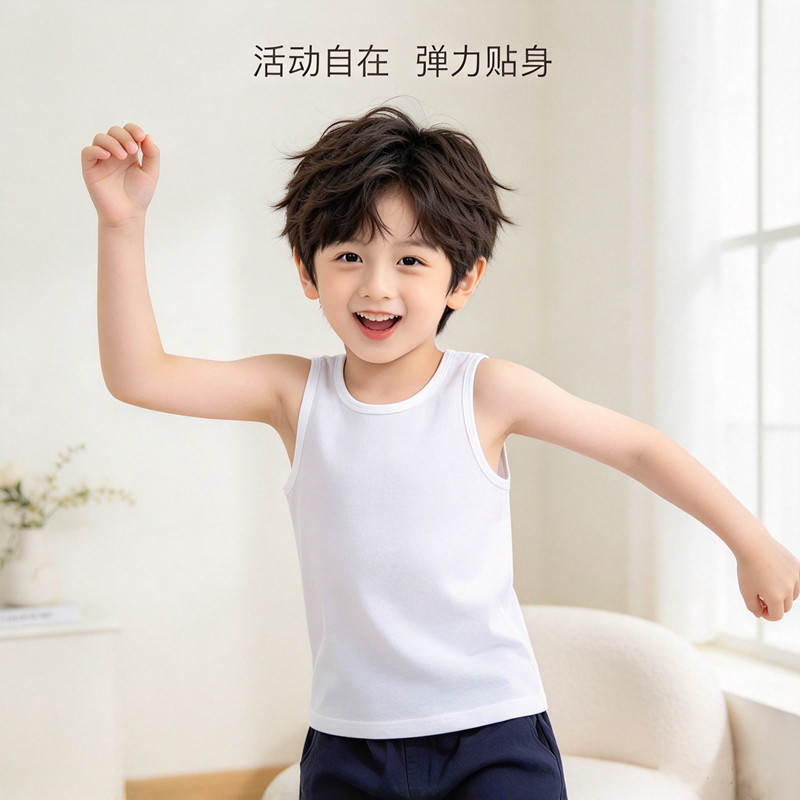 吖闪闪纯棉背心春秋款白色打底衣