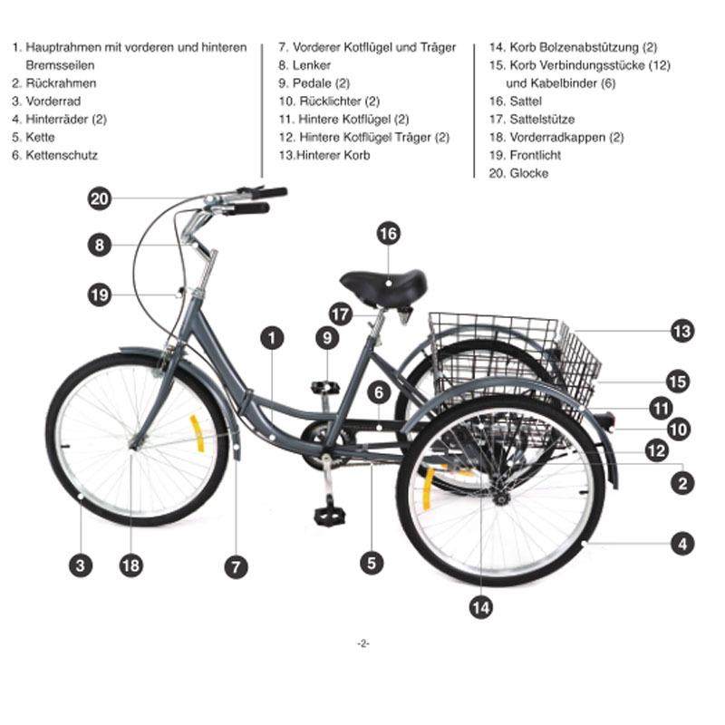 新款人力三轮自行车老年成人脚踏三轮车20寸休闲购物菜筐加工