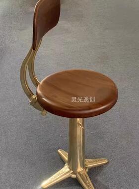 中古wuone灵光逸创复古椅工业风 酒吧椅靠背酒吧坐凳可升降凳