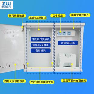 家用多媒体集线箱明装弱电箱信息箱500x400挂墙式布线箱大号