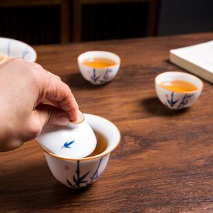 釉下彩迷你小号手绘盖碗80ml一人用陶瓷试茶碗岩茶功夫茶具女生用