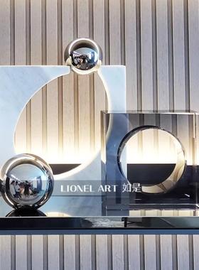 如是艺术摆件K9水晶天然大理石雕塑客厅玄关书柜装饰摆件乔迁礼物