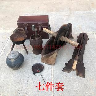 老物件复古怀旧中医馆医书摆件民俗药捻子药铡刀捣药罐药碾子装饰