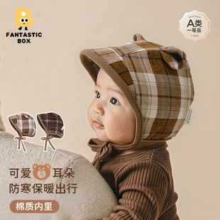 婴儿帽子秋季卡通休闲风男童帽子女童帽子韩版可爱小耳朵包头帽