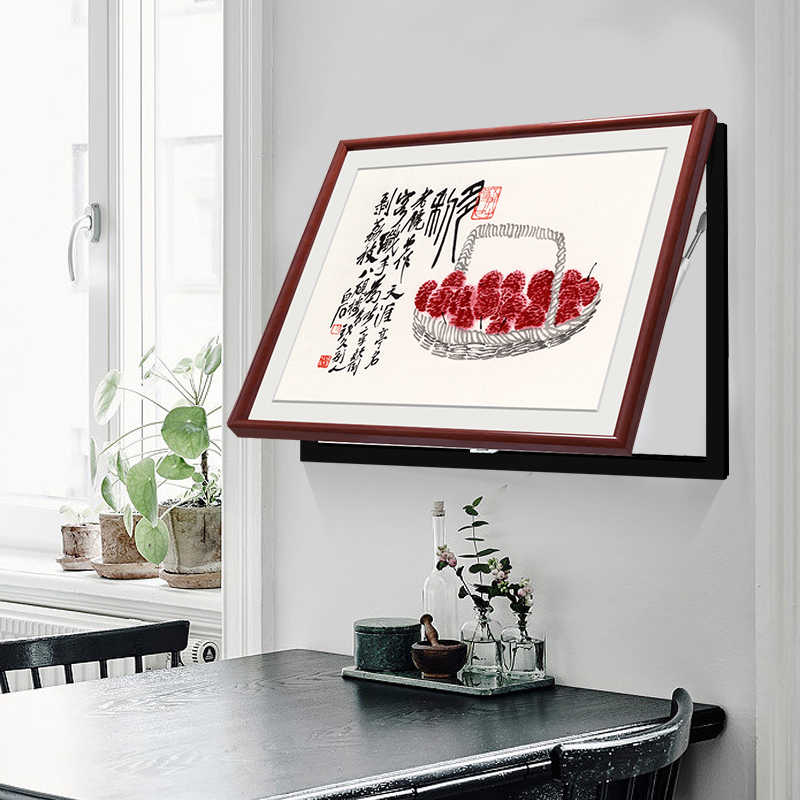 现代中式电表箱配电箱装饰画客厅餐厅挂画电闸盒遮挡墙壁画实木