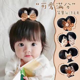婴儿发夹宝宝汗毛夹子儿童冲天辫发饰可爱女童假发发卡胎毛夹头饰