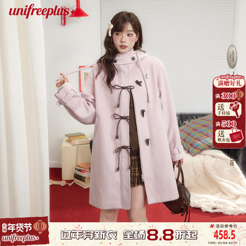 【25年冬】UNIFREEPLUS大码气质呢子大衣女高级感中长款毛呢外套,女装/女士精品,常规大码外套,淘宝优惠券,粉丝福利购,淘宝优惠卷