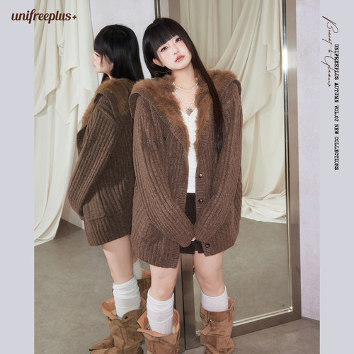 UNIFREEPLUS大码针织开衫外套