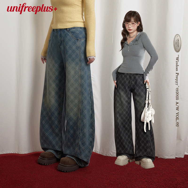 UNIFREEPLUS大码做旧牛仔裤