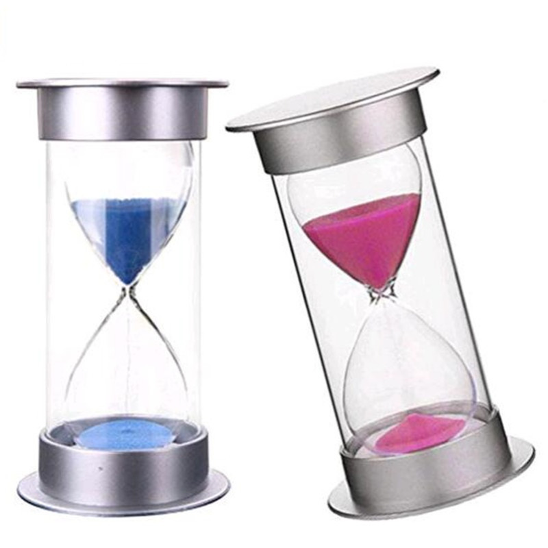 银色盖沙漏计时器防摔流沙瓶5/10/15/20/30/分钟半小时创意摆件