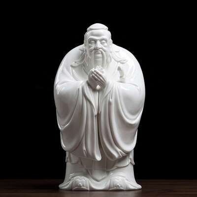 陶瓷孔子像摆件白瓷孔夫子人物雕塑神像书房客厅酒柜纪念品送老师