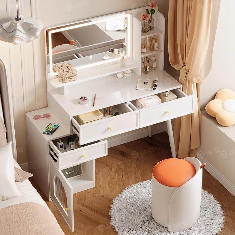 奶油风新款家用轻奢梳妆台化妆凳子沙发卧室圆皮凳客厅茶桌小凳子