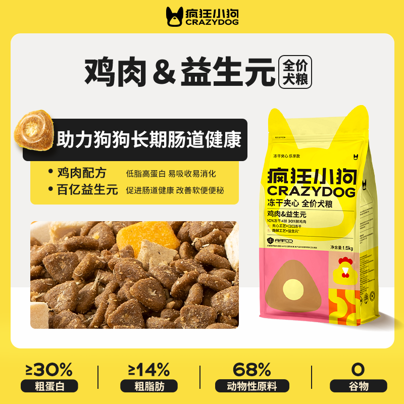 疯狂小狗冻干夹心狗粮中小型犬犬比熊泰迪金毛通用犬粮鸡鸭肉狗粮,宠物/宠物食品及用品,狗全价膨化粮,淘宝优惠券,粉丝福利购,淘宝优惠卷
