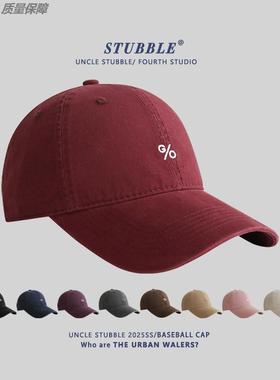 大牛龟~版型chao好 春秋复古软顶韩女宽帽檐鸭舌帽子男紫色棒球帽