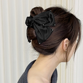 3件8折 真丝缎面三角抓夹女高级感优雅轻奢盘发大号鲨鱼夹头饰