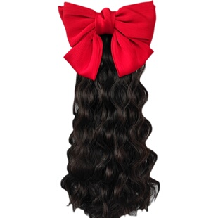 拆卸插梳款 女长卷发羊N毛卷辫子蛋花卷高温 蝴蝶结假发45厘米时尚