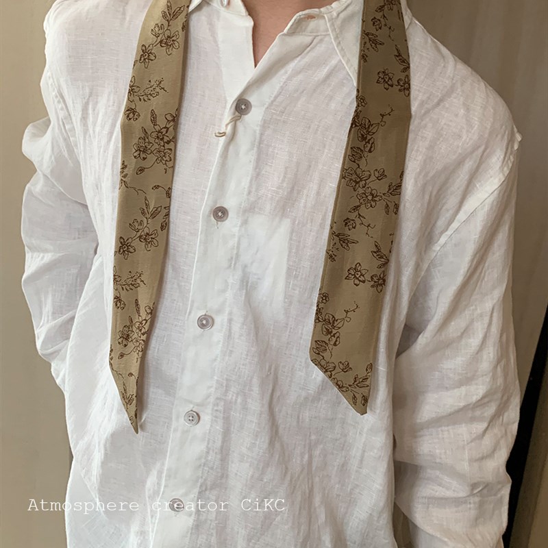 日系古早感时髦领巾丝巾男女叠带装饰领结L秋冬时髦搭配小围巾高