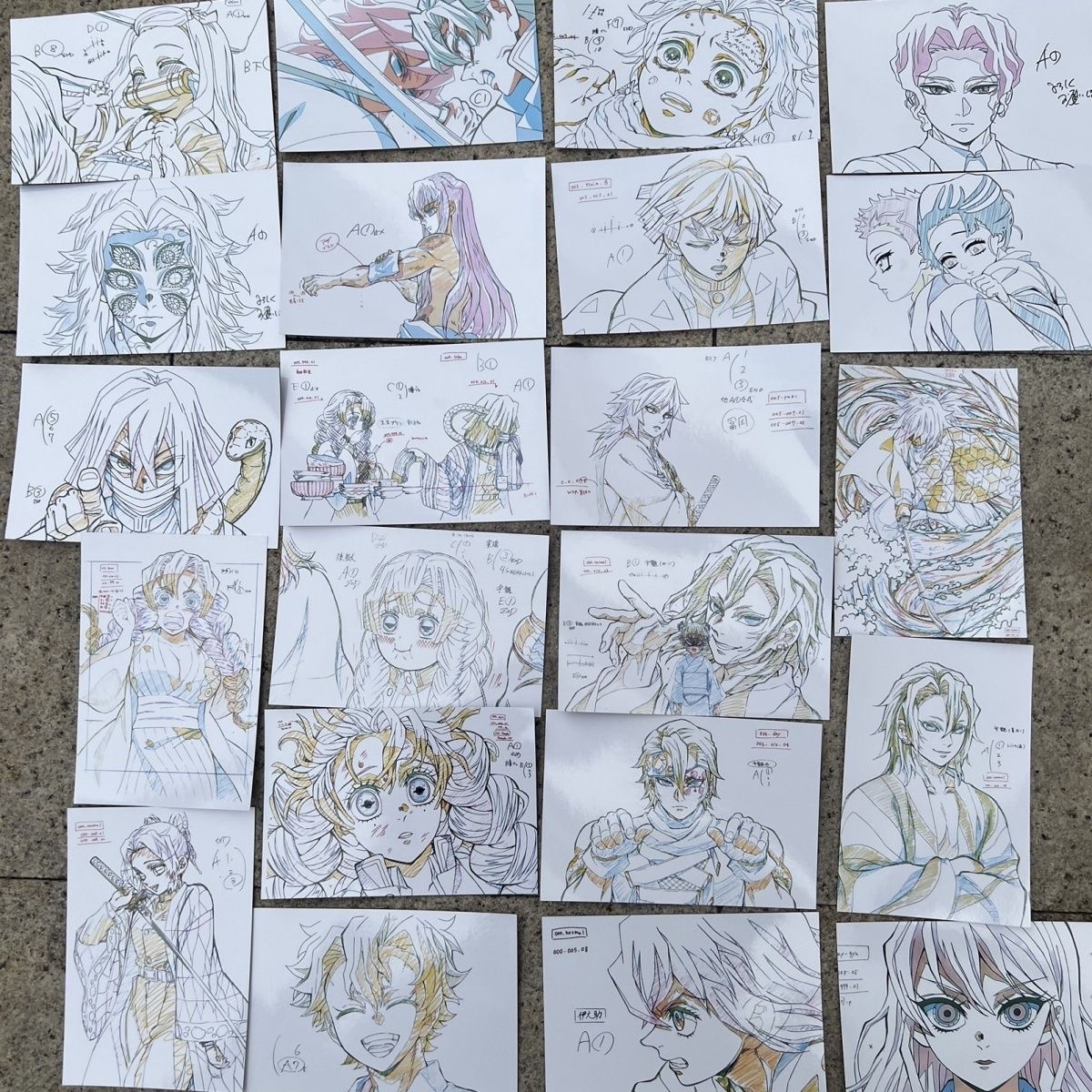 日谷鬼灭之刃原画线稿明信片高清柱展无限城蜜璃义勇霞柱收藏卡