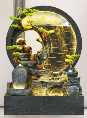 大型水幕墙流水屏风客厅招财摆件庭院落地循环水假山喷泉景观装饰