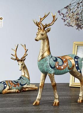 鹿招财摆件北欧玄关工艺品摆设客厅电视柜酒柜家居饰品轻奢摆件