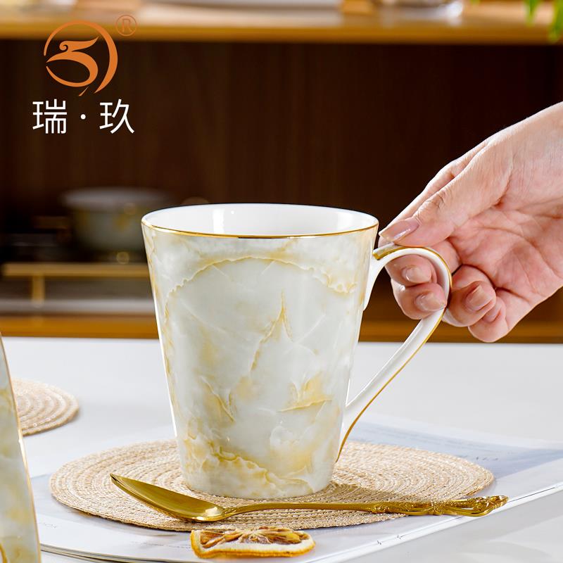 家用欧式水杯骨瓷杯马克杯牛奶杯大容量男女咖啡杯办公室喝水杯子