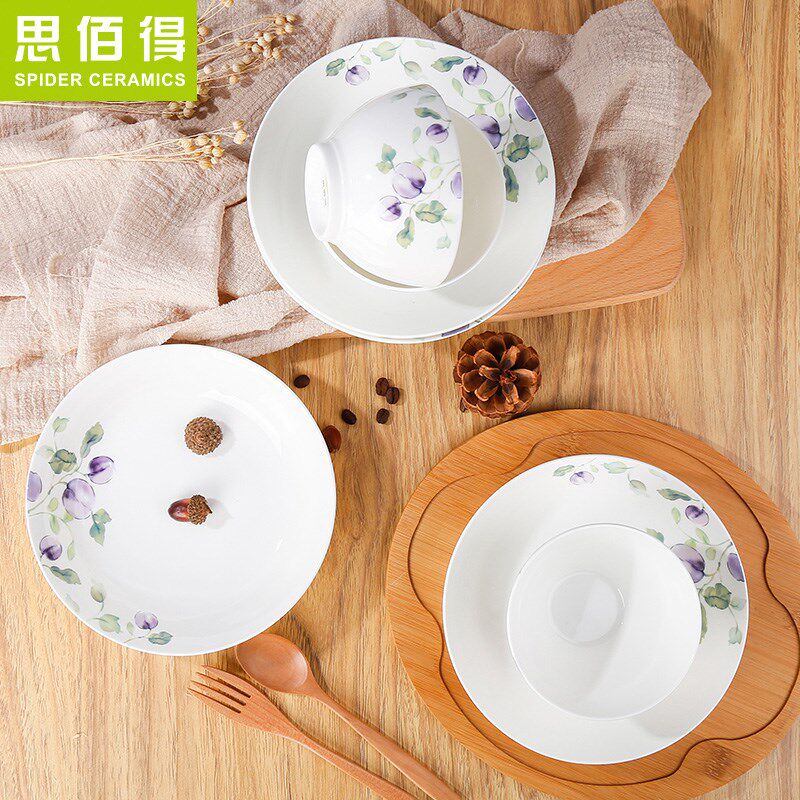 思佰得 碗碟套装 唐山骨质瓷餐具套装 22头骨瓷家用结婚碗碟盘子