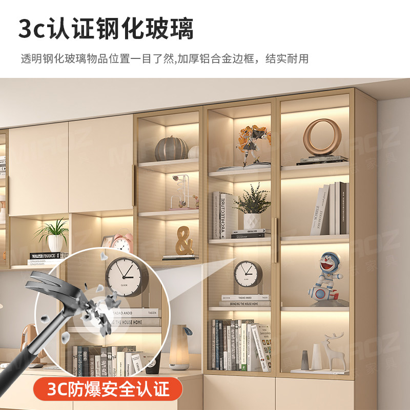 实木书桌书架一体桌带书柜组合现代简约学习桌家用台式办公电脑桌