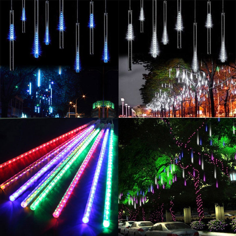 LED流星雨灯管蓝色浪漫室内户外防水亮化挂树上的装饰灯串彩灯