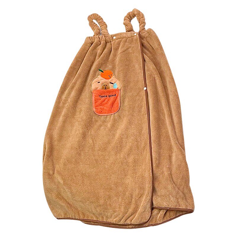 卡皮巴拉浴巾可穿速干吸水干发帽浴裙可爱洗澡浴袍女款夏季三件套