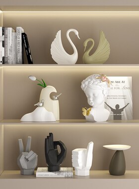 高级感雕塑艺术摆件设计师软装饰品轻奢家居客厅电视柜子书柜摆设