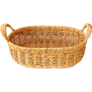 仿藤果盘藤编收纳盒野餐篮提篮竹编篮子收纳筐大号厨房鸡蛋收纳篮