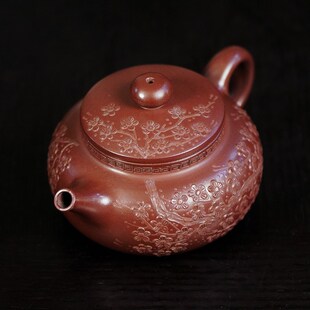 精选国大师指导国助工吴老师本色立体泥绘龙血砂仿古宜兴紫砂壶泡