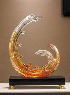 酒柜装饰品摆件轻奢高档玄关客厅风生水起办公室家居饰品办公室