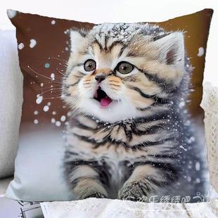 猫咪抱枕十字绣满绣2023新款自己绣手工线绣刺绣客厅车用棉线新手