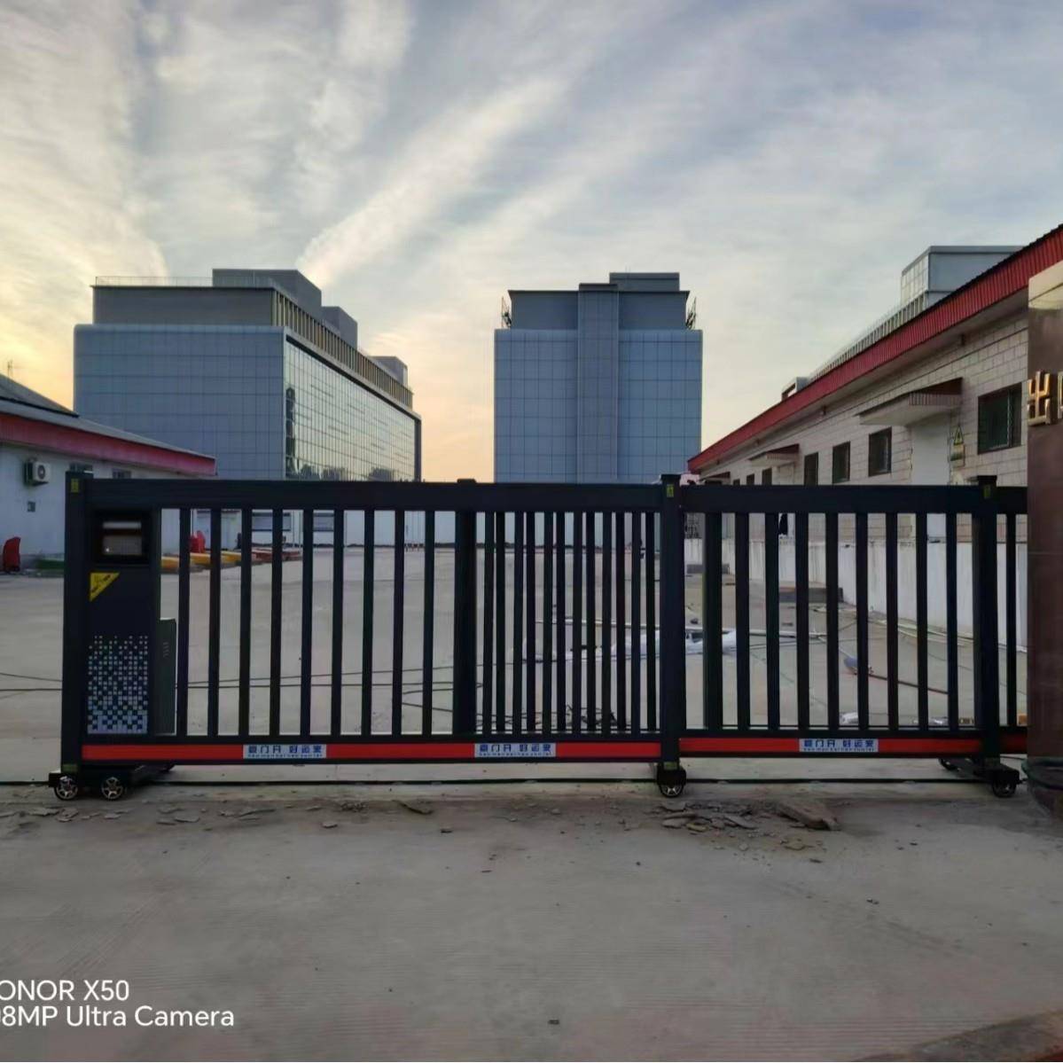 电动大门段滑门学校遥控自动分段平移门庭院大门滑轨门双开门